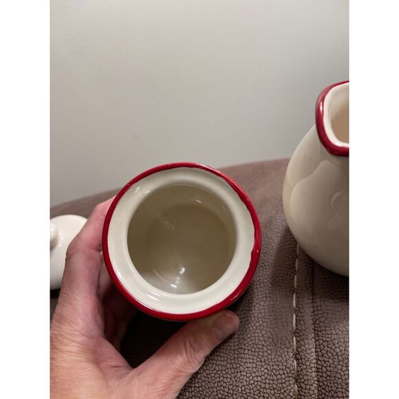 Royal Seasons Christmas Snowman Stoneware Creamer and Sugar bowl with lid. - Picture 4 of 8